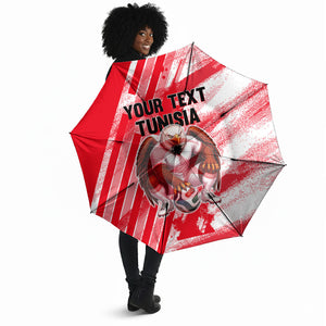 Personalized Tunisia Football Umbrella Tunisian Flag Carthage Eagles Mascot Grunge Style