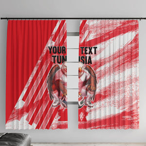 Personalized Tunisia Football Window Curtain Tunisian Flag Carthage Eagles Mascot Grunge Style