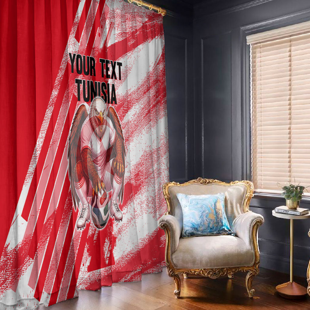 Personalized Tunisia Football Window Curtain Tunisian Flag Carthage Eagles Mascot Grunge Style