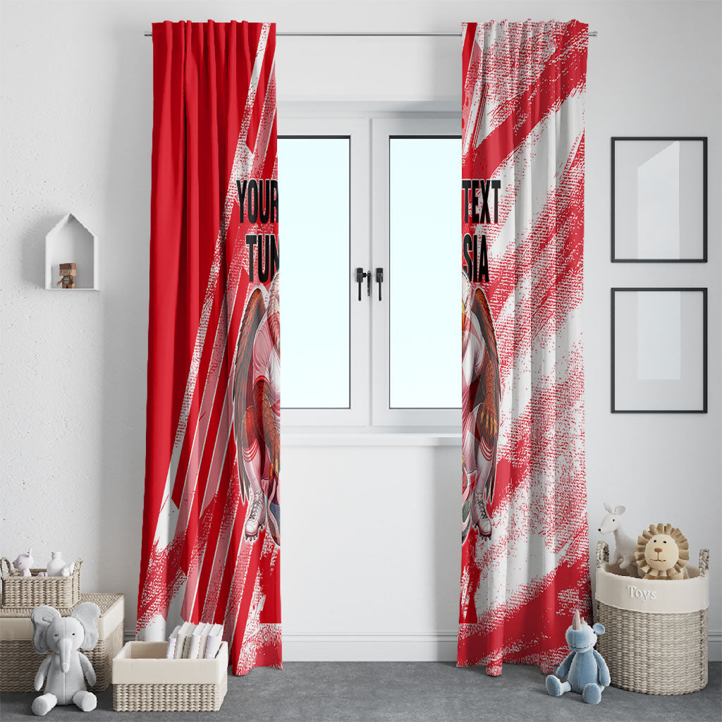 Personalized Tunisia Football Window Curtain Tunisian Flag Carthage Eagles Mascot Grunge Style