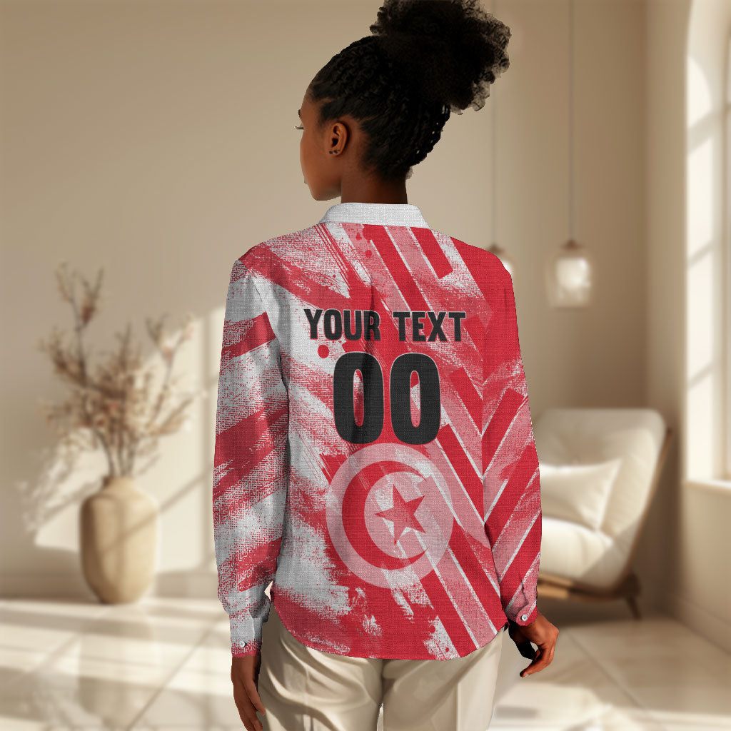 Personalized Tunisia Football Women Casual Shirt Tunisian Flag Carthage Eagles Mascot Grunge Style