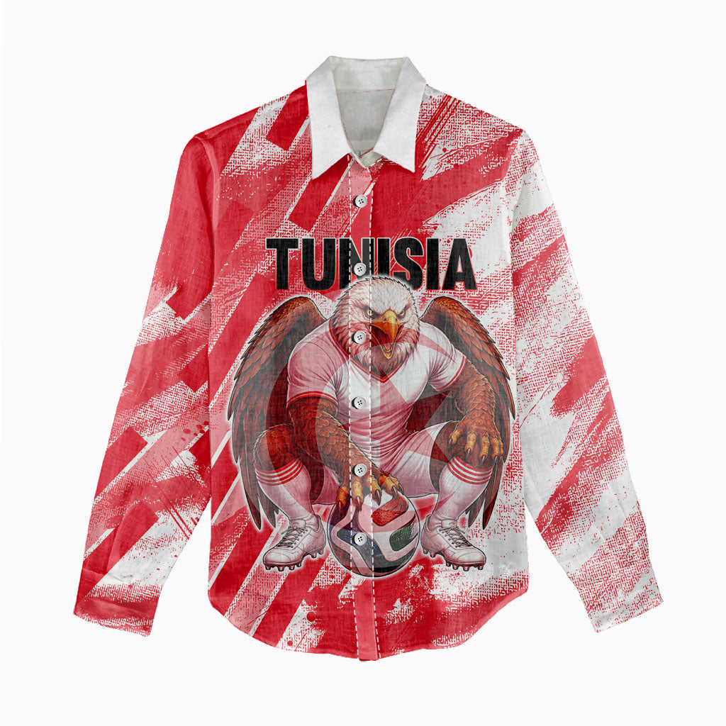 Personalized Tunisia Football Women Casual Shirt Tunisian Flag Carthage Eagles Mascot Grunge Style