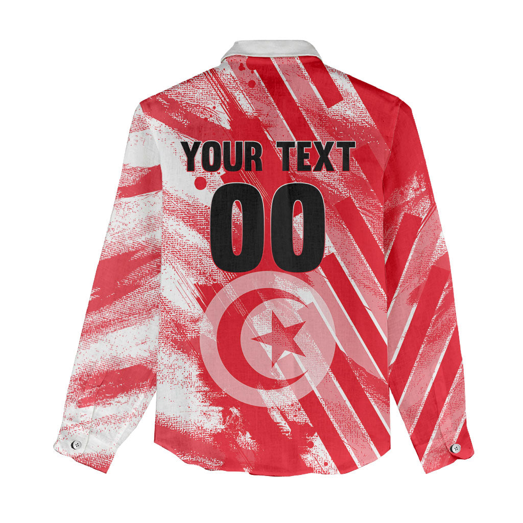 Personalized Tunisia Football Women Casual Shirt Tunisian Flag Carthage Eagles Mascot Grunge Style