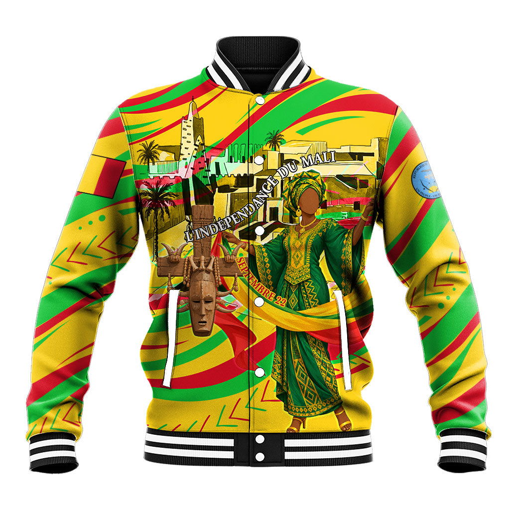 Mali Independence Day Baseball Jacket Traditional West African Cultural Pride Flag Colors