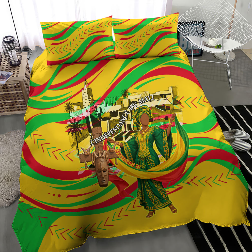 Mali Independence Day Bedding Set Traditional West African Cultural Pride Flag Colors
