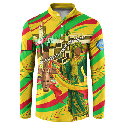 Mali Independence Day Button Sweatshirt Traditional West African Cultural Pride Flag Colors