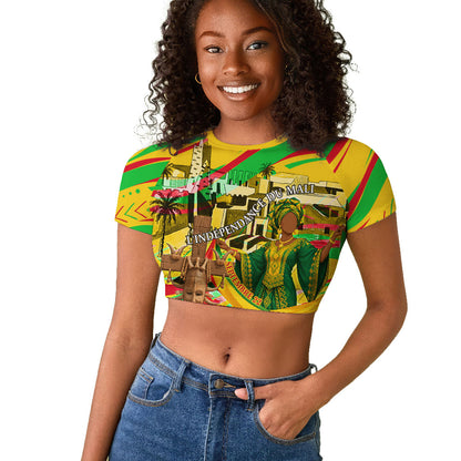 Mali Independence Day Raglan Cropped T shirt Traditional West African Cultural Pride Flag Colors