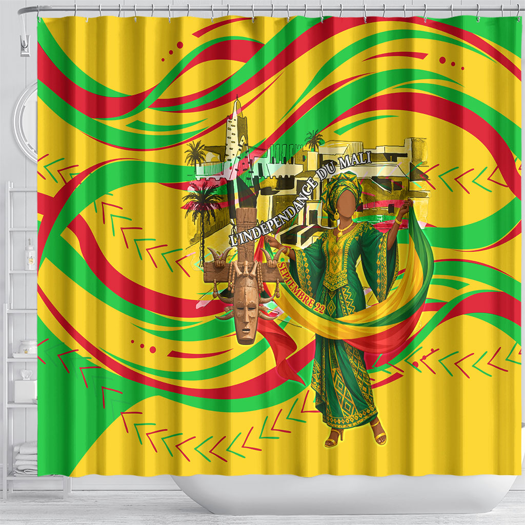 Mali Independence Day Shower Curtain Traditional West African Cultural Pride Flag Colors