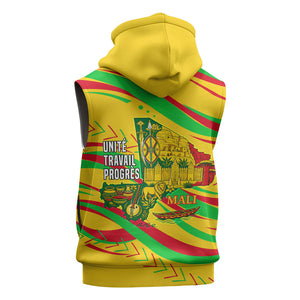 Mali Independence Day Sleeveless Zip Hoodie Traditional West African Cultural Pride Flag Colors