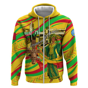 Mali Independence Day Zip Hoodie Traditional West African Cultural Pride Flag Colors