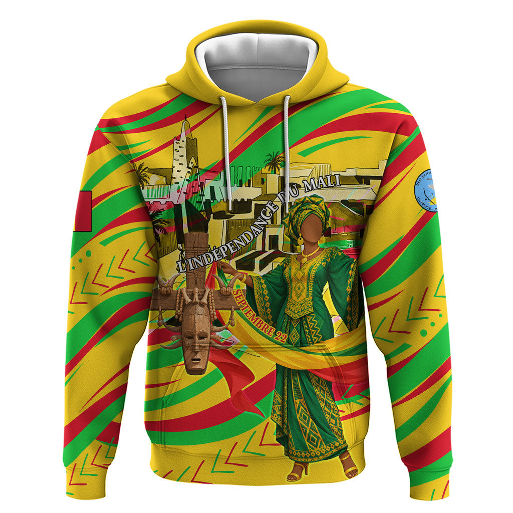 Mali Independence Day Zip Hoodie Traditional West African Cultural Pride Flag Colors