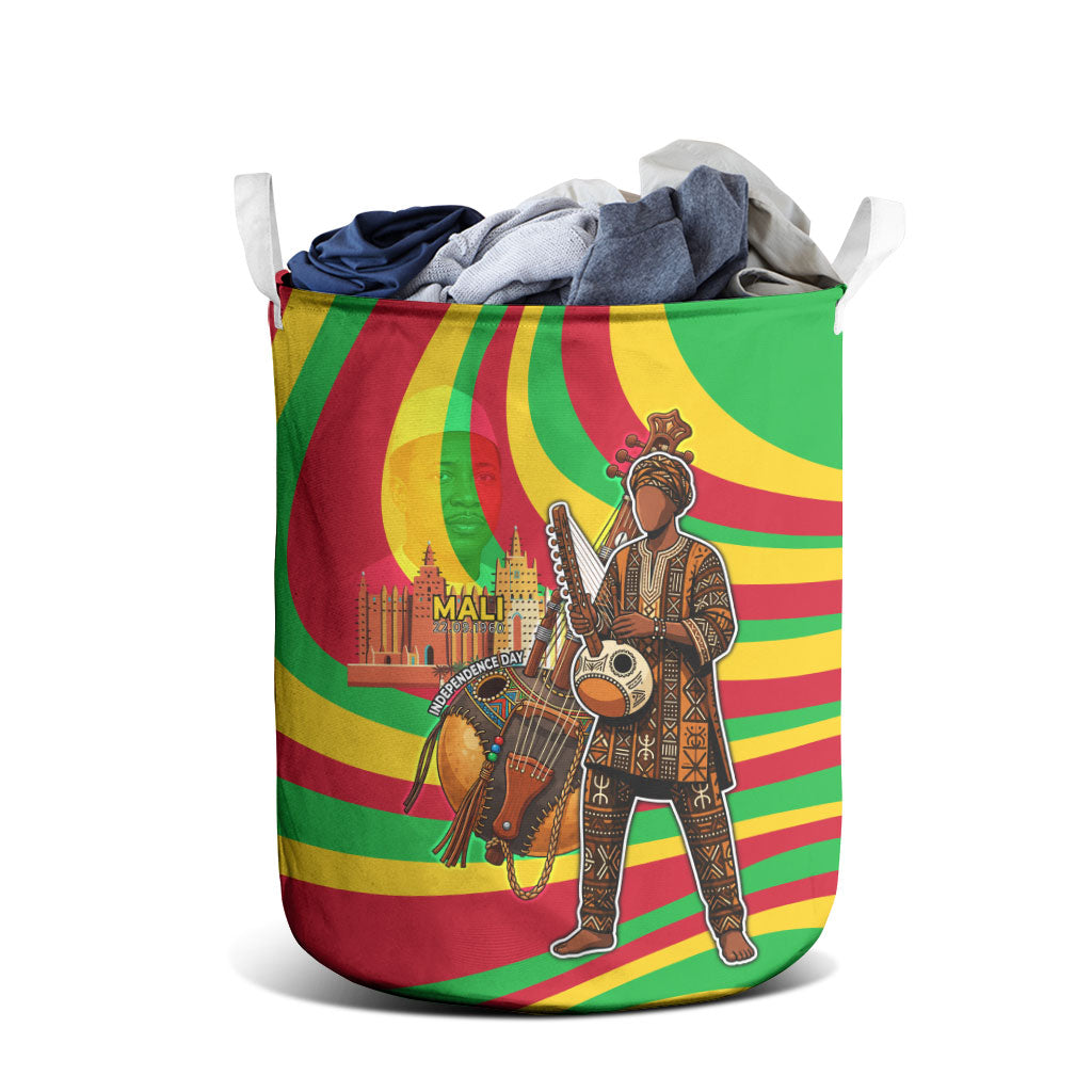 Mali Independence Day Laundry Basket West African Kora Musician Cultural