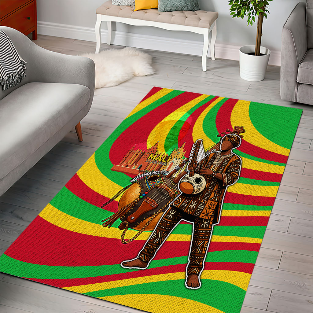 Mali Independence Day Area Rug West African Kora Musician Cultural