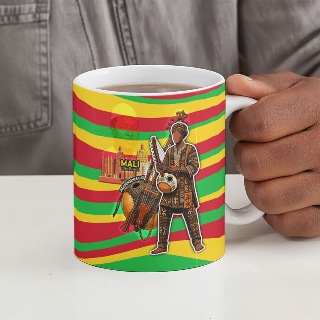 Mali Independence Day Ceramic Mug West African Kora Musician Cultural