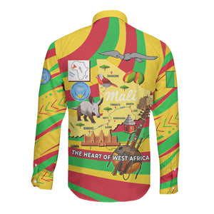 Mali Independence Day Long Sleeve Button Shirt West African Kora Musician Cultural