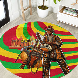 Mali Independence Day Round Carpet West African Kora Musician Cultural