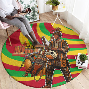 Mali Independence Day Round Carpet West African Kora Musician Cultural