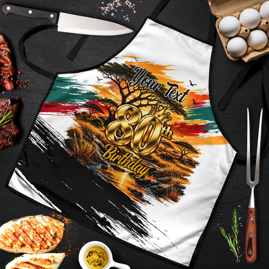 Personalized 80th Birthday African Safari Apron Sunset Savanna Landscape Heritage Wildlife Art