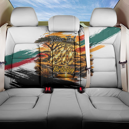 Personalized 80th Birthday African Safari Back Car Seat Cover Sunset Savanna Landscape Heritage Wildlife Art
