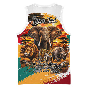 Personalized 80th Birthday African Safari Basketball Jersey Sunset Savanna Landscape Heritage Wildlife Art