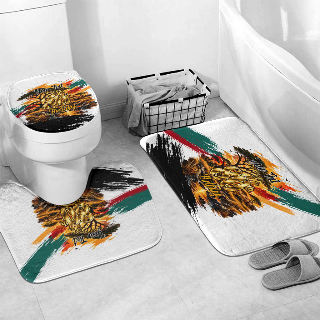 Personalized 80th Birthday African Safari Bathroom Set Sunset Savanna Landscape Heritage Wildlife Art