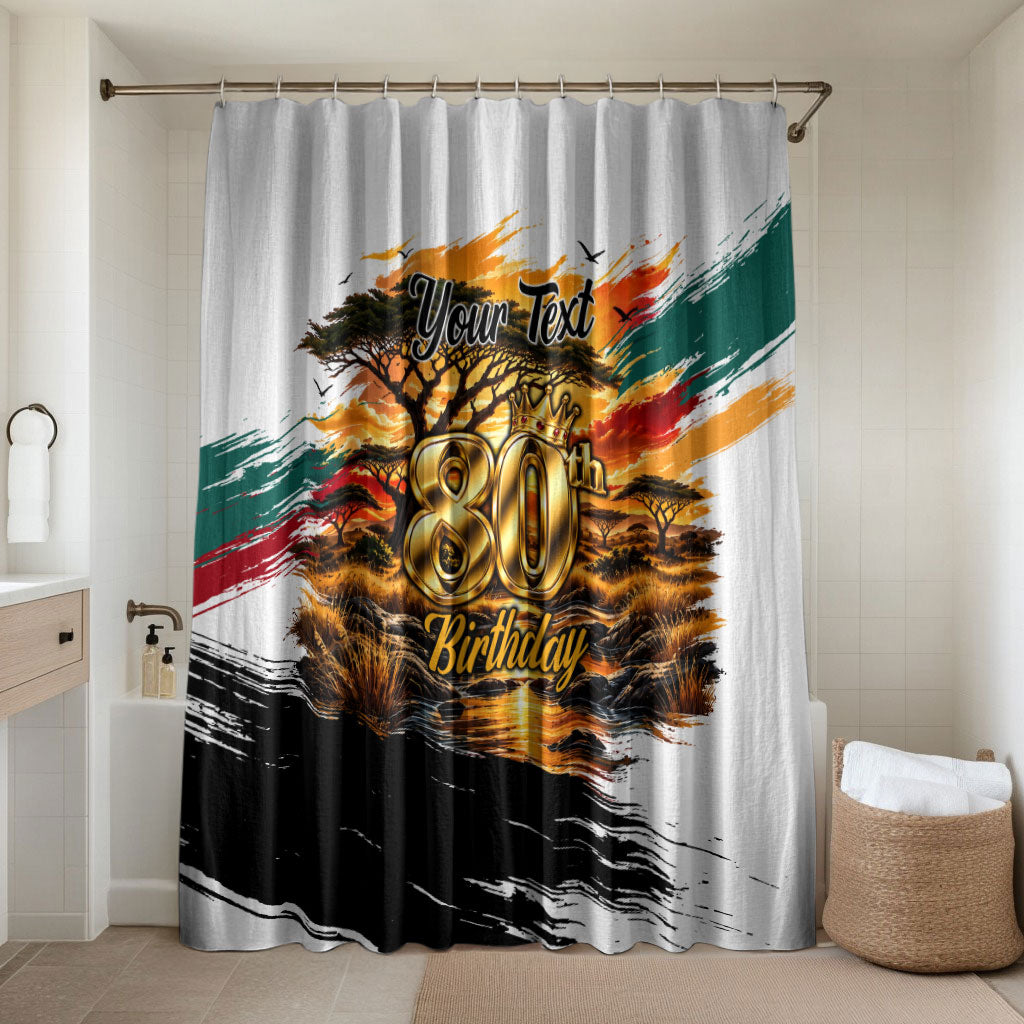 Personalized 80th Birthday African Safari Bathroom Set Sunset Savanna Landscape Heritage Wildlife Art