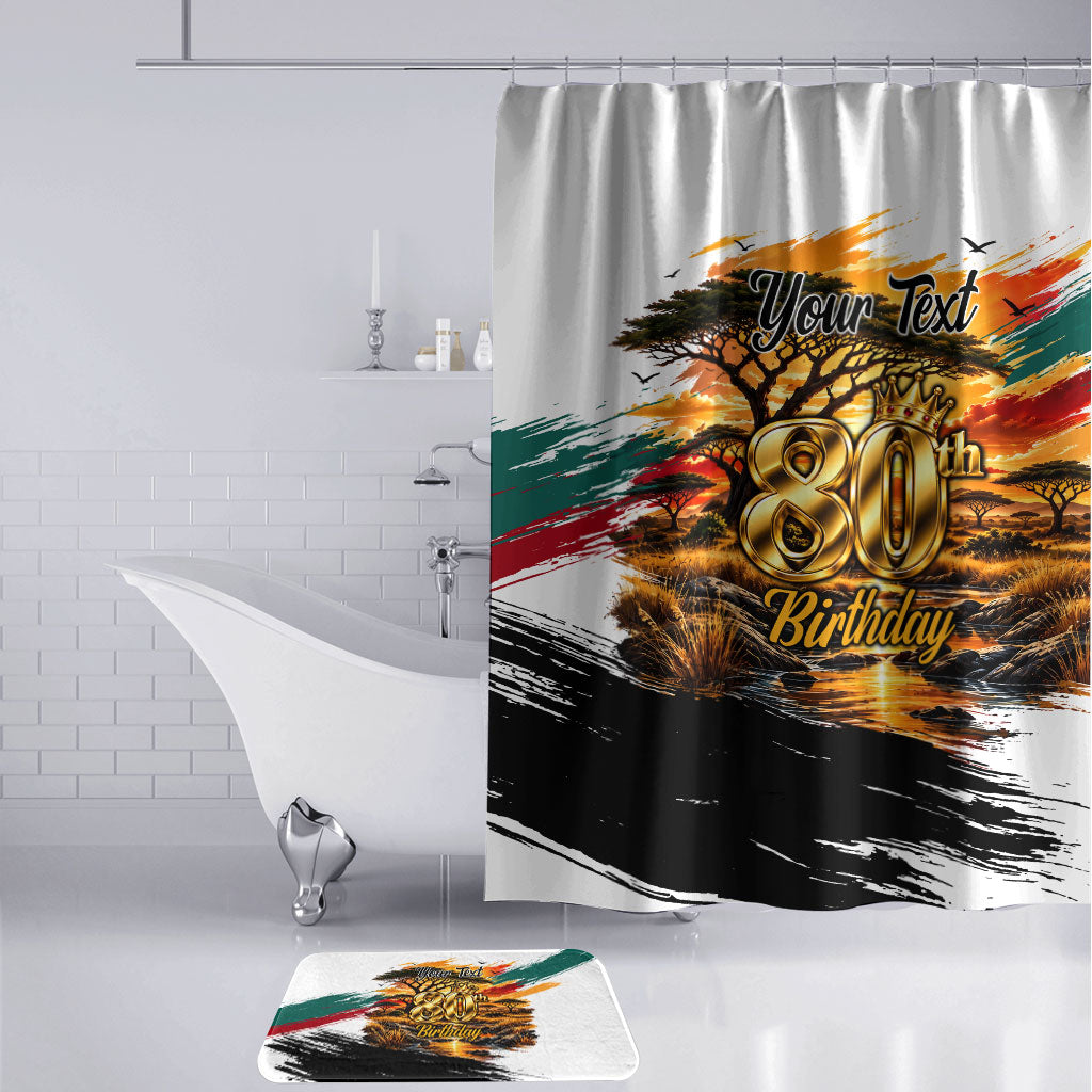 Personalized 80th Birthday African Safari Bathroom Set Sunset Savanna Landscape Heritage Wildlife Art