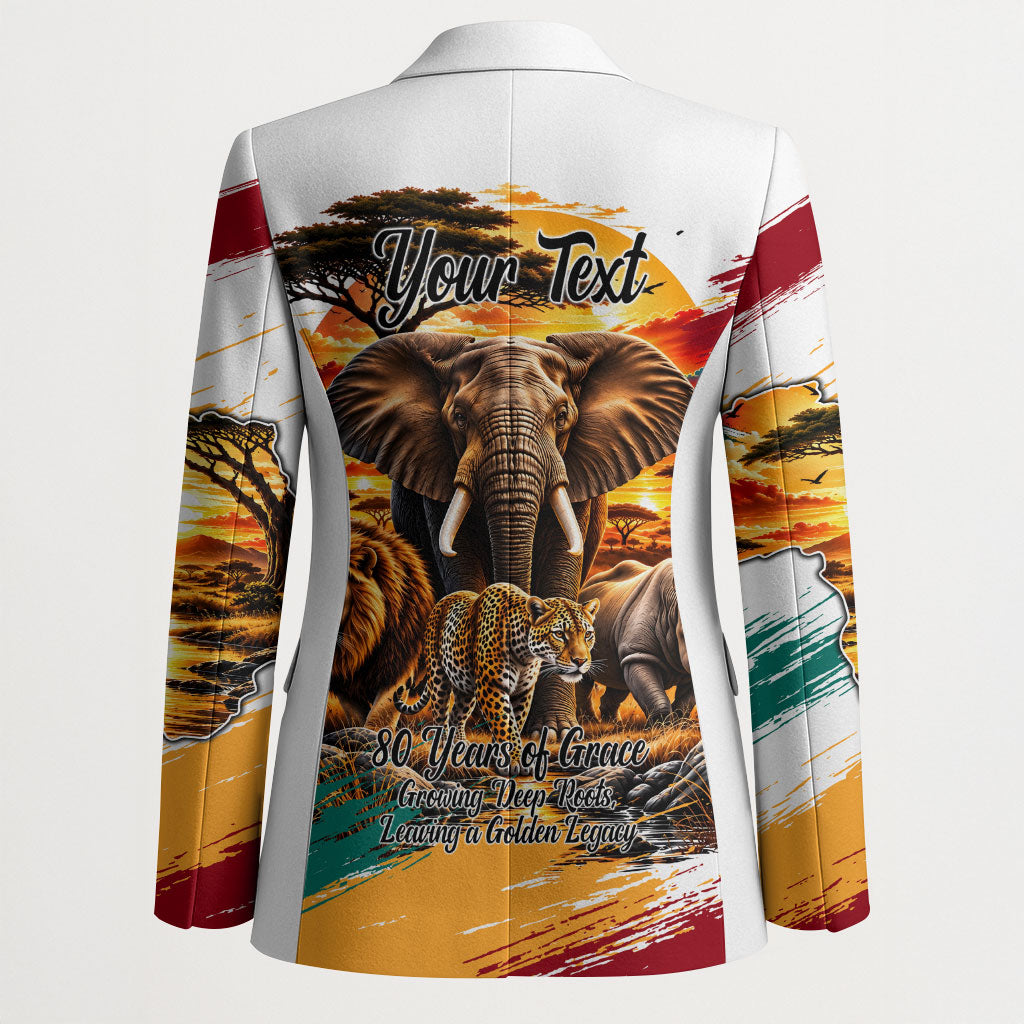 Personalized 80th Birthday African Safari Blazer Sunset Savanna Landscape Heritage Wildlife Art
