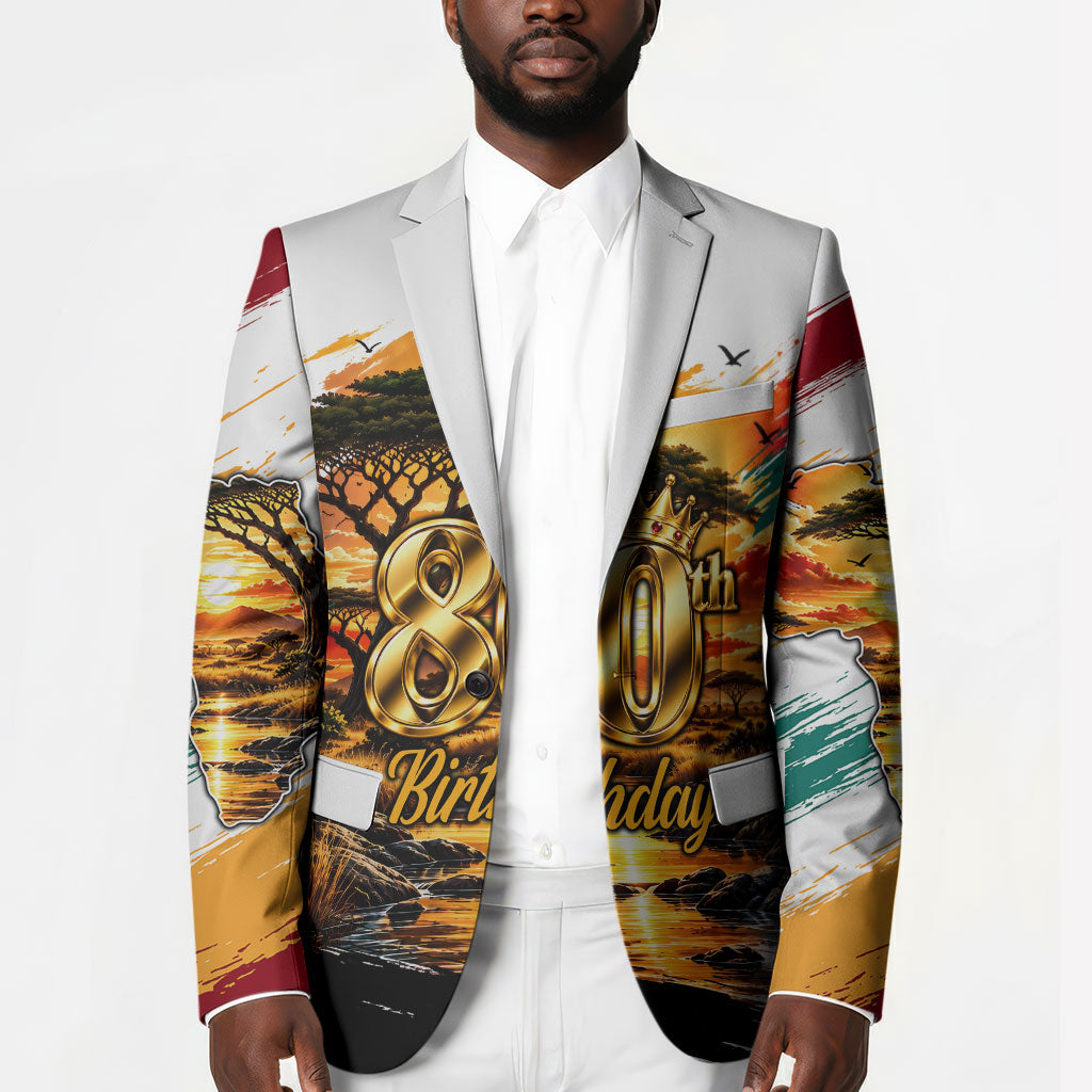 Personalized 80th Birthday African Safari Blazer Sunset Savanna Landscape Heritage Wildlife Art