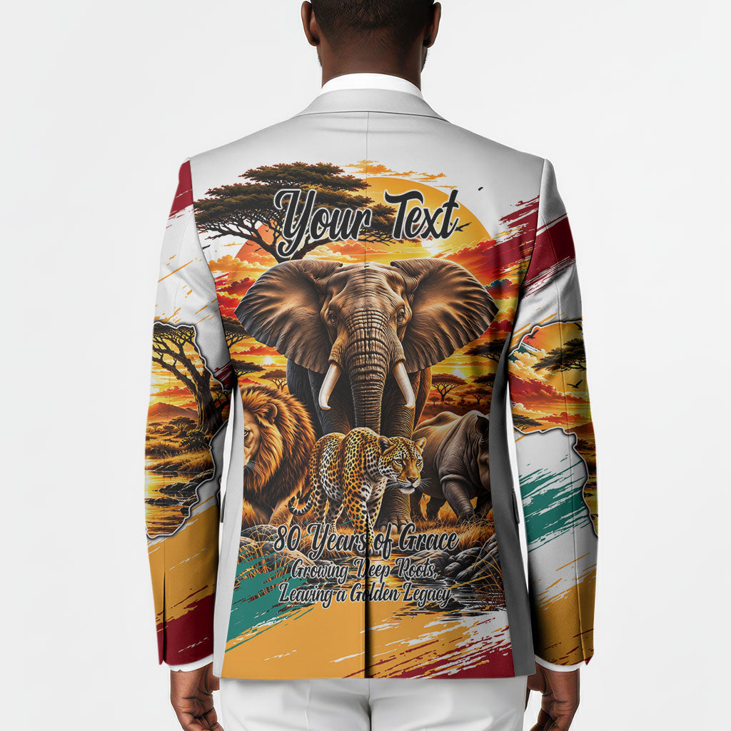 Personalized 80th Birthday African Safari Blazer Sunset Savanna Landscape Heritage Wildlife Art
