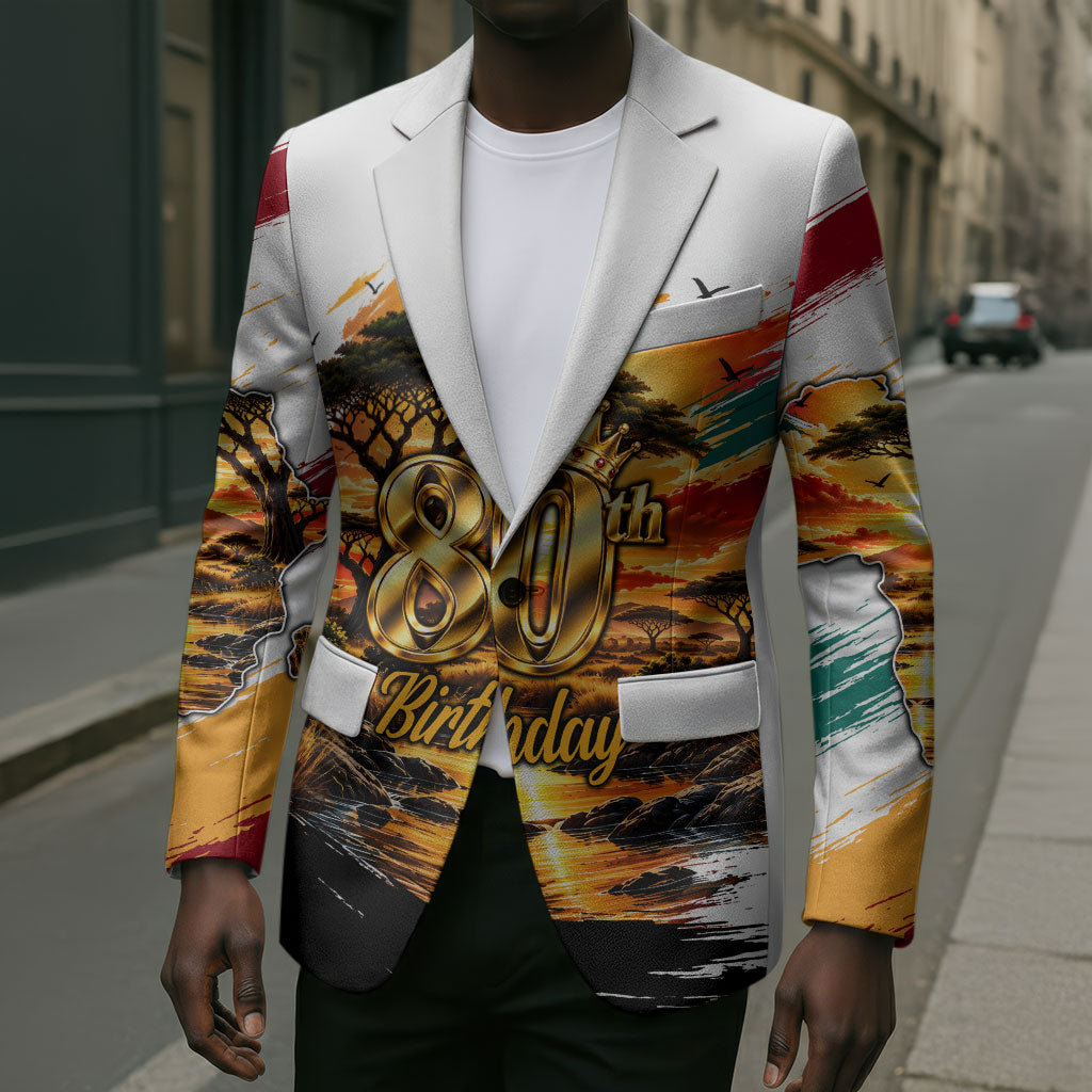 Personalized 80th Birthday African Safari Blazer Sunset Savanna Landscape Heritage Wildlife Art