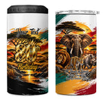 Personalized 80th Birthday African Safari 4 in 1 Can Cooler Tumbler Sunset Savanna Landscape Heritage Wildlife Art