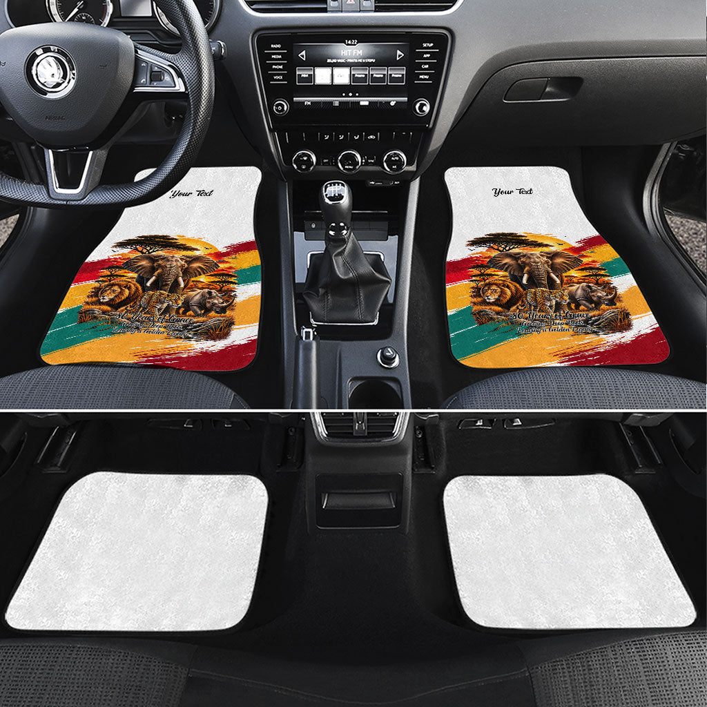 Personalized 80th Birthday African Safari Car Mats Sunset Savanna Landscape Heritage Wildlife Art