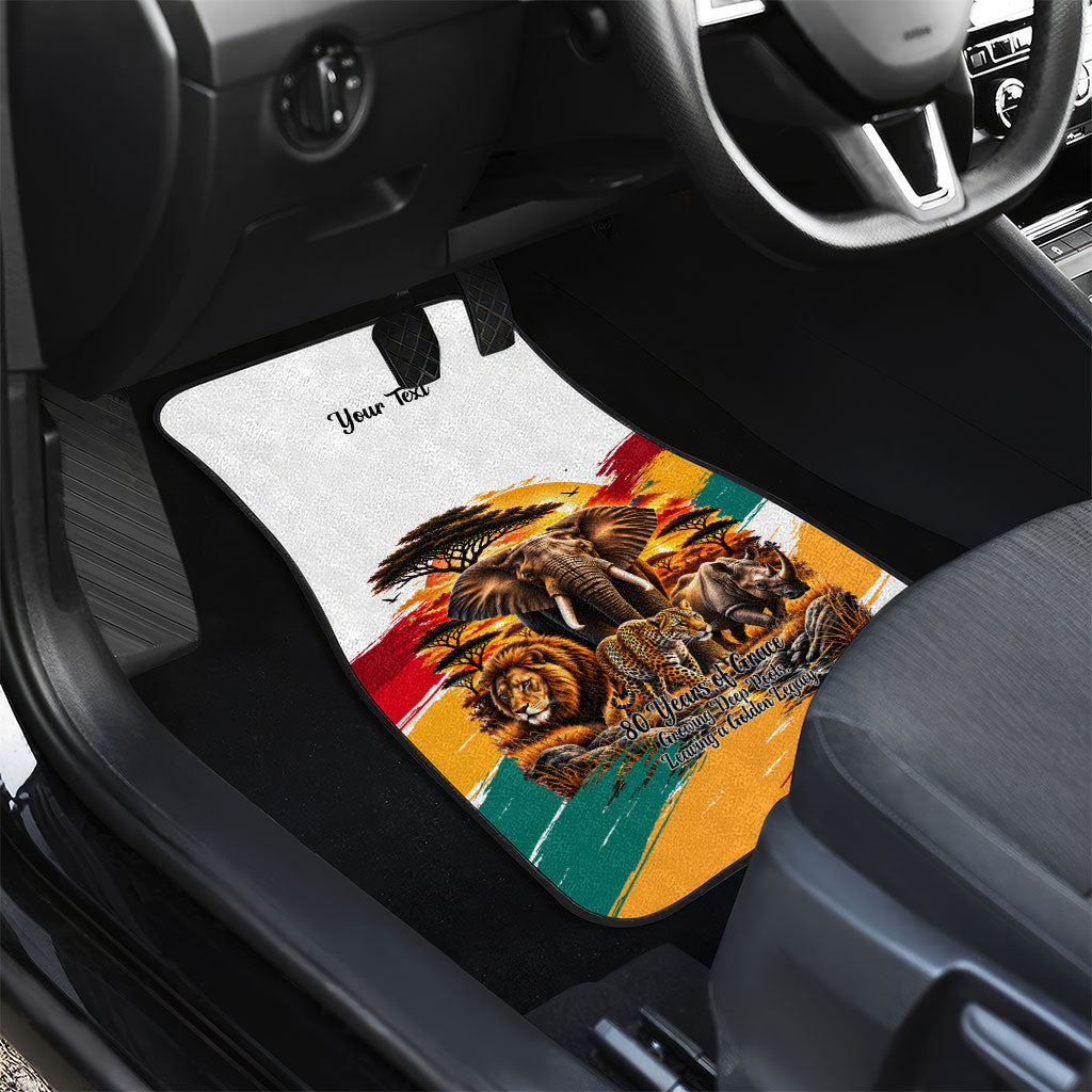 Personalized 80th Birthday African Safari Car Mats Sunset Savanna Landscape Heritage Wildlife Art