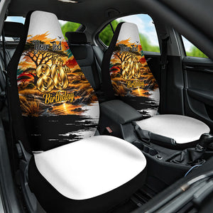 Personalized 80th Birthday African Safari Car Seat Cover Sunset Savanna Landscape Heritage Wildlife Art