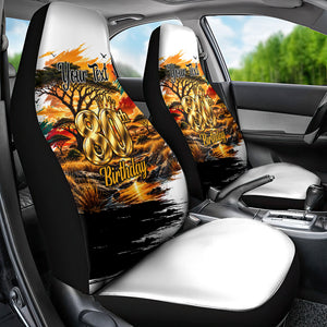 Personalized 80th Birthday African Safari Car Seat Cover Sunset Savanna Landscape Heritage Wildlife Art