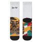 Personalized 80th Birthday African Safari Crew Socks Sunset Savanna Landscape Heritage Wildlife Art