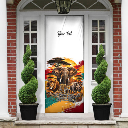 Personalized 80th Birthday African Safari Door Cover Sunset Savanna Landscape Heritage Wildlife Art