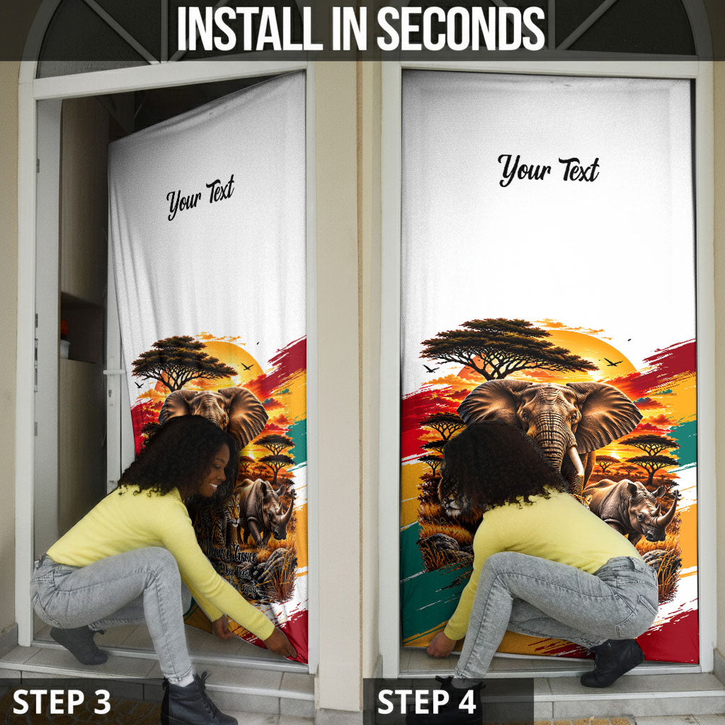 Personalized 80th Birthday African Safari Door Cover Sunset Savanna Landscape Heritage Wildlife Art