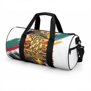 Personalized 80th Birthday African Safari Duffle Bag Sunset Savanna Landscape Heritage Wildlife Art