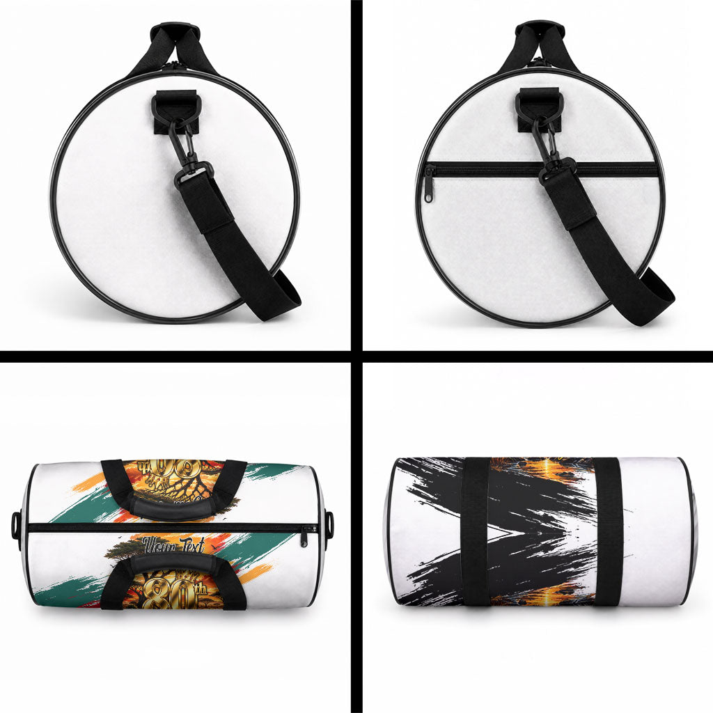Personalized 80th Birthday African Safari Duffle Bag Sunset Savanna Landscape Heritage Wildlife Art