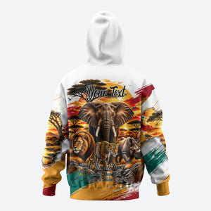 Personalized 80th Birthday African Safari Hoodie Sunset Savanna Landscape Heritage Wildlife Art