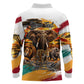 Personalized 80th Birthday African Safari Long Sleeve Polo Shirt Sunset Savanna Landscape Heritage Wildlife Art