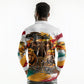 Personalized 80th Birthday African Safari Long Sleeve Polo Shirt Sunset Savanna Landscape Heritage Wildlife Art