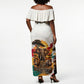 Personalized 80th Birthday African Safari Off Shoulder Maxi Dress Sunset Savanna Landscape Heritage Wildlife Art