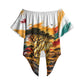 Personalized 80th Birthday African Safari Off Shoulder Wrap Waist Top Sunset Savanna Landscape Heritage Wildlife Art