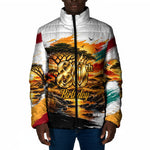 Personalized 80th Birthday African Safari Padded Jacket Sunset Savanna Landscape Heritage Wildlife Art