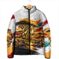 Personalized 80th Birthday African Safari Padded Jacket Sunset Savanna Landscape Heritage Wildlife Art