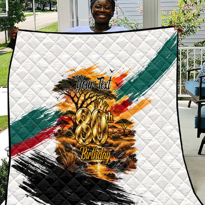 Personalized 80th Birthday African Safari Quilt Sunset Savanna Landscape Heritage Wildlife Art