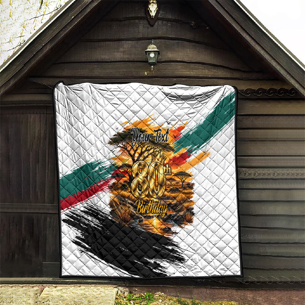 Personalized 80th Birthday African Safari Quilt Sunset Savanna Landscape Heritage Wildlife Art